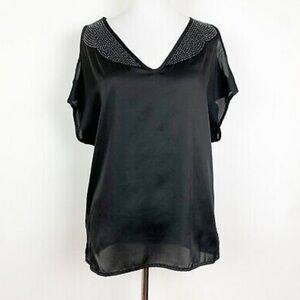 Jessica Simpson Gala Black Embellished Cold Shoulder Top Size Medium